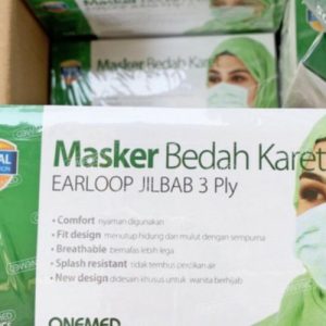 Masker Hijab Karet 3 ply Headloop Onemed di Perkasa Medika Malang