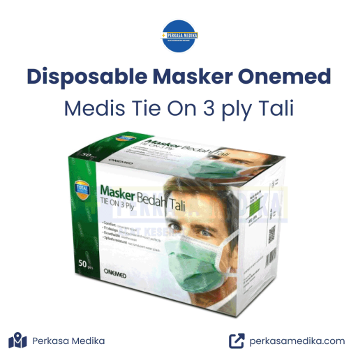 beli Disposable Masker ONEMED Tie On Tali 50 pcs Warna Hijau Terbaru Ukuran Remaja dan Dewasa di malang perkasa medika perkasamedika.com