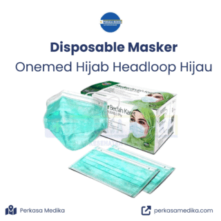 Disposable Masker ONEMED Hijab Headloop Hijau 50 pcs Hijau Biru Putih Cocok untuk Hijaber Remaja dan Dewasa
